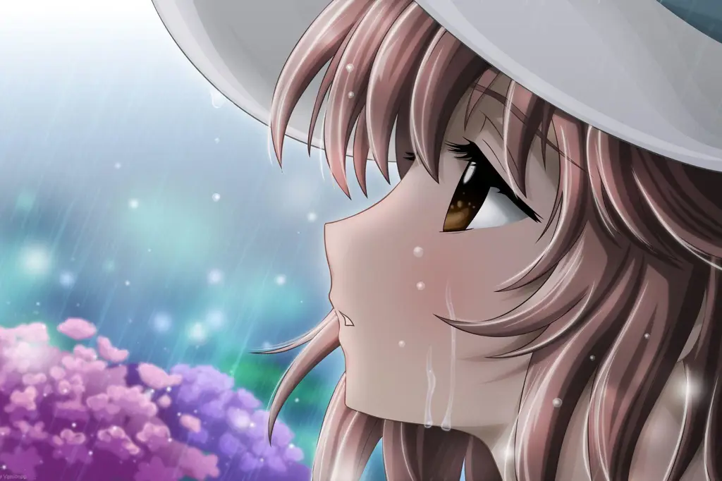 Ekspresi sedih karakter dalam anime Euphoria Ilustrasi gadis anime yang sedang sedih