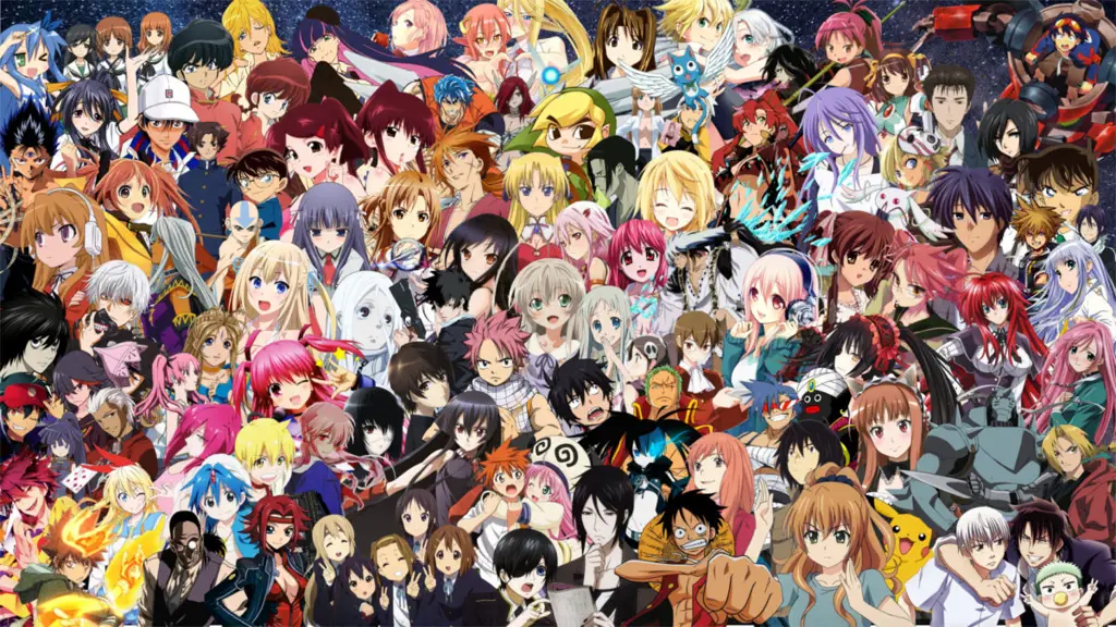 Gambar yang menampilkan berbagai genre anime Berbagai genre anime
