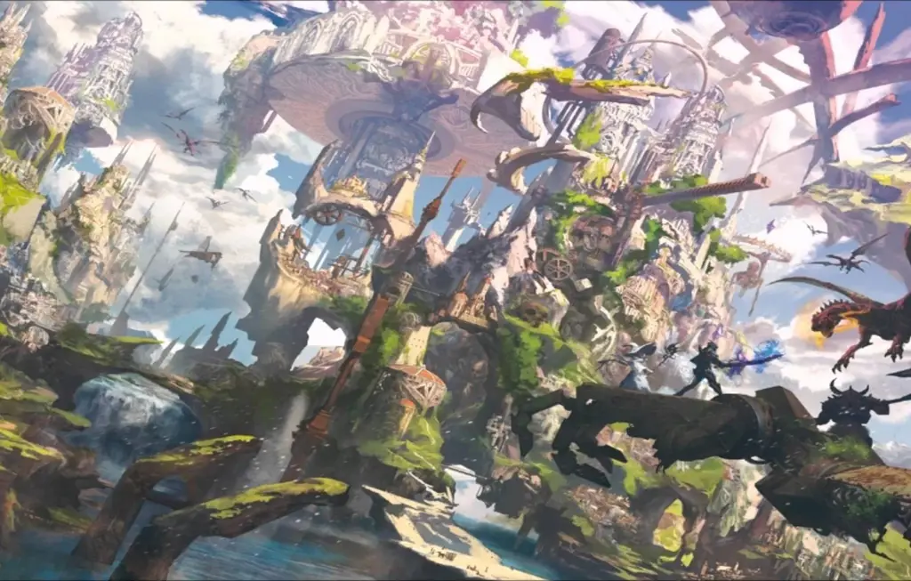 Ilustrasi dunia fantasi yang unik dalam anime Shikkaku Mon no Saikyou Kenja Ilustrasi dunia fantasi anime