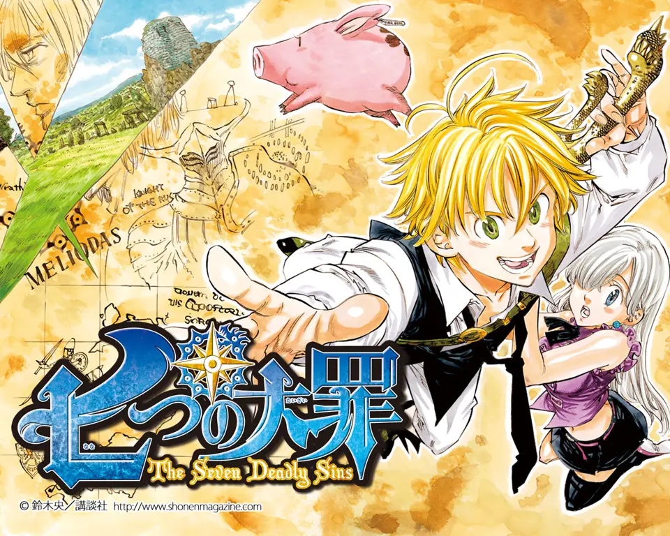 Kelompok karakter Seven Deadly Sins Gambar grup karakter Nanatsu no Taizai